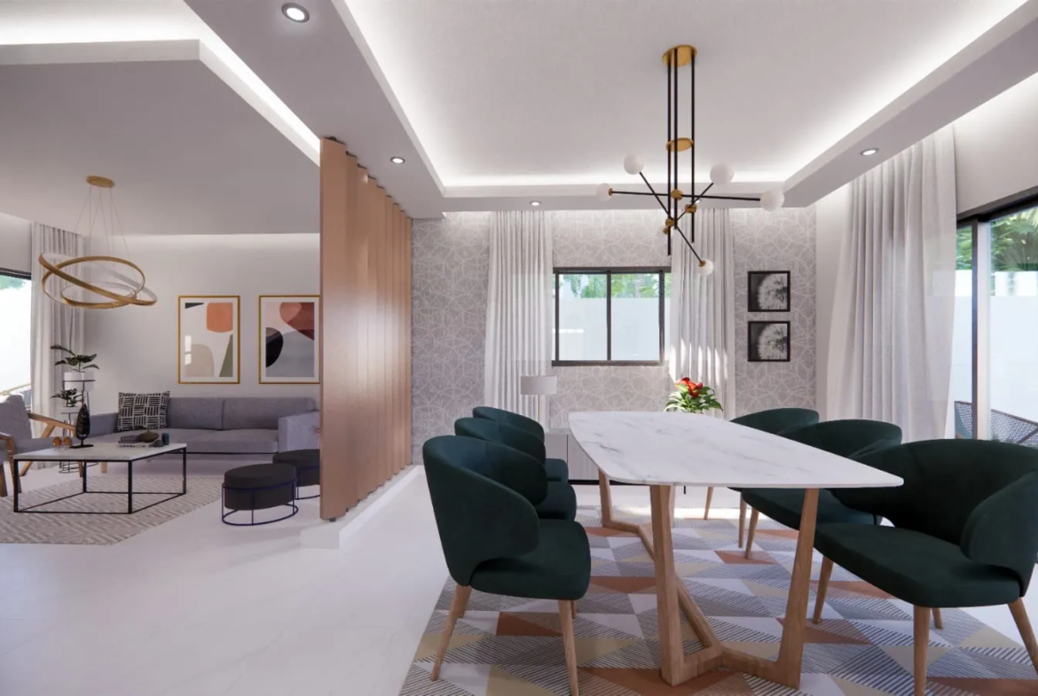 Casa tipo villa en plano con diseño de vanguardia