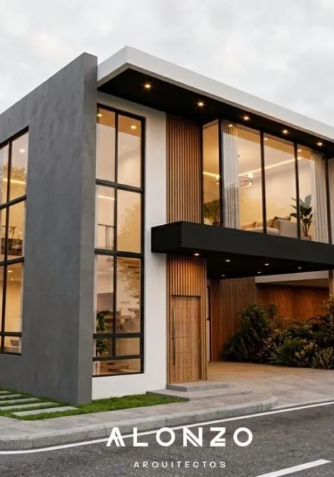 Casa tipo villa en plano con diseño de vanguardia