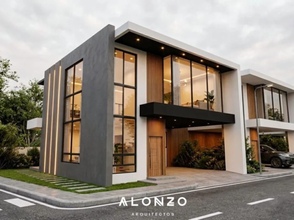 Casa tipo villa en plano con diseño de vanguardia