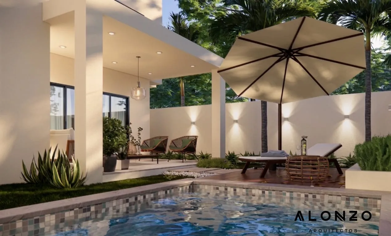 Casa tipo villa en plano con diseño de vanguardia