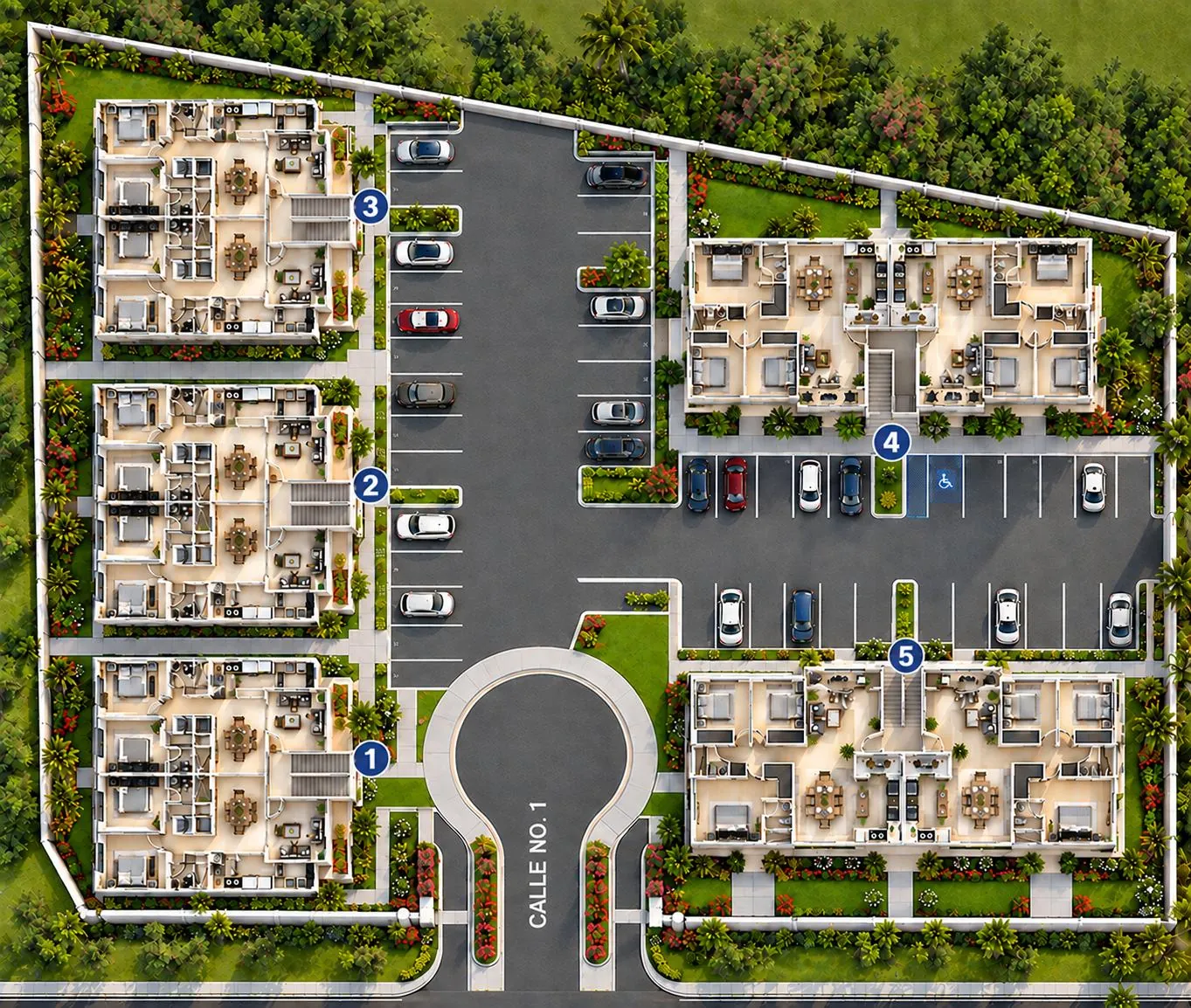 Apartamentos de 2 y 3 habitaciones en plano (algunos con patio)