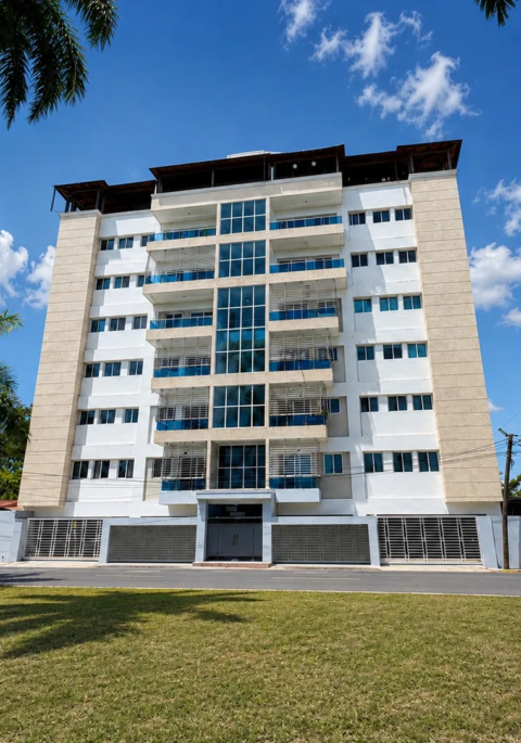 Apartamento con cocina Fría y Caliente, parqueos Techados en torre con Ascensor